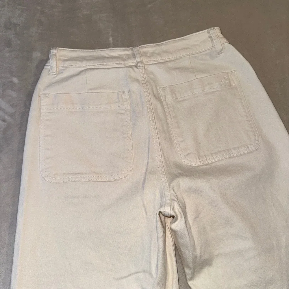 DL1961 Marianna Hewitt Hepburn High Rise Wide Leg Jeans Eggshell White 28